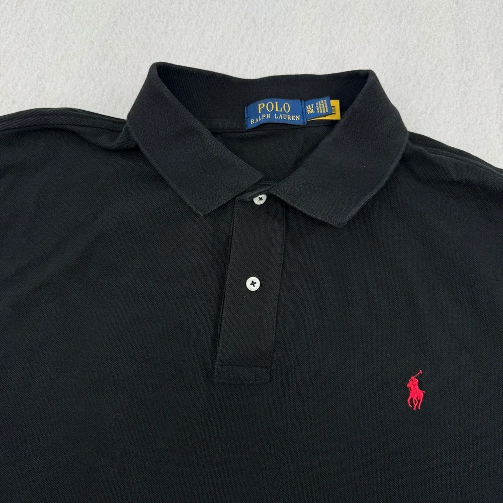 Polo Ralph Lauren Mens XLT Short Sleeve Pique Polo Black Preppy Big & Tall
